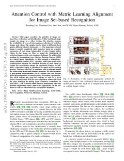 Attention Control with Metric Learning Alignment for Image Set-based
  Recognition