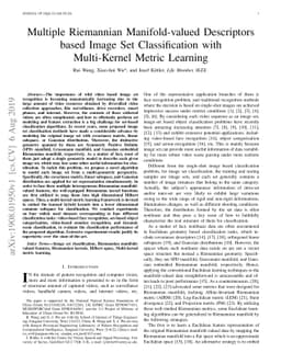 Multiple Riemannian Manifold-valued Descriptors based Image Set
  Classification with Multi-Kernel Metric Learning