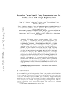 Learning Cross-Modal Deep Representations for Multi-Modal MR Image
  Segmentation