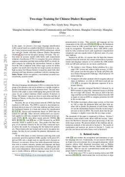 Two-stage Training for Chinese Dialect Recognition