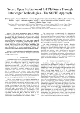 Secure Open Federation of IoT Platforms Through Interledger Technologies
  -- The SOFIE Approach