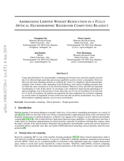 Addressing Limited Weight Resolution in a Fully Optical Neuromorphic
  Reservoir Computing Readout