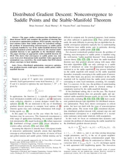 Distributed Gradient Descent: Nonconvergence to Saddle Points and the
  Stable-Manifold Theorem