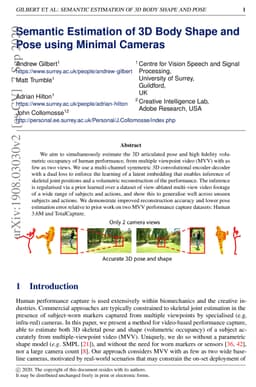 Semantic Estimation of 3D Body Shape and Pose using Minimal Cameras