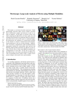 Moviescope: Large-scale Analysis of Movies using Multiple Modalities