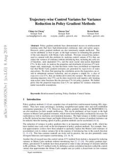 Trajectory-wise Control Variates for Variance Reduction in Policy
  Gradient Methods