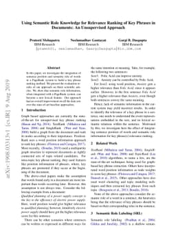 Using Semantic Role Knowledge for Relevance Ranking of Key Phrases in
  Documents: An Unsupervised Approach