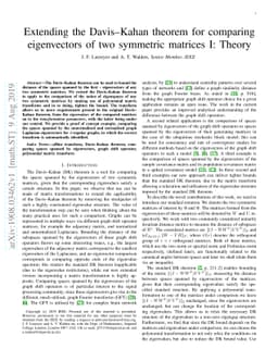 Extending the Davis-Kahan theorem for comparing eigenvectors of two
  symmetric matrices I: Theory