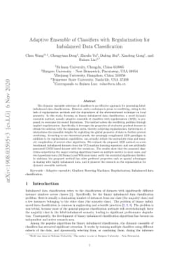 Adaptive Ensemble of Classifiers with Regularization for Imbalanced Data
  Classification
