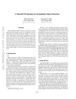 A Mask-RCNN Baseline for Probabilistic Object Detection