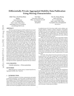 Differentially Private Aggregated Mobility Data Publication Using Moving
  Characteristics