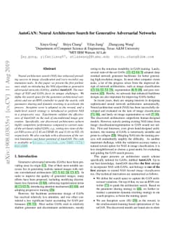 AutoGAN: Neural Architecture Search for Generative Adversarial Networks
