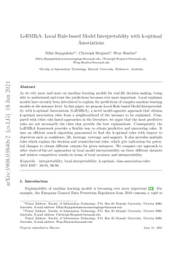 LoRMIkA: Local rule-based model interpretability with k-optimal
  associations