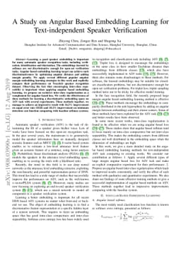 A Study on Angular Based Embedding Learning for Text-independent Speaker
  Verification