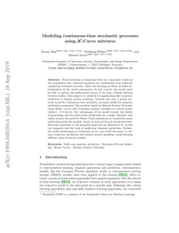 Modeling continuous-time stochastic processes using $\mathcal{N}$-Curve
  mixtures