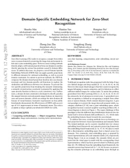 Domain-Specific Embedding Network for Zero-Shot Recognition