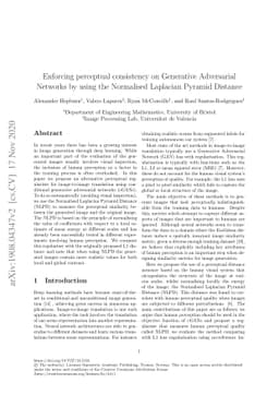 Enforcing Perceptual Consistency on Generative Adversarial Networks by
  Using the Normalised Laplacian Pyramid Distance