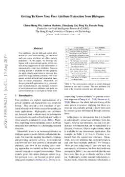 Getting To Know You: User Attribute Extraction from Dialogues