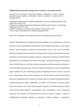 Multifunctional Metasurface Design with a Generative Adversarial Network