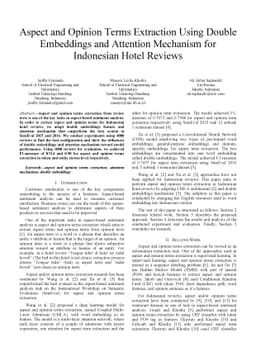 Aspect and Opinion Terms Extraction Using Double Embeddings and
  Attention Mechanism for Indonesian Hotel Reviews