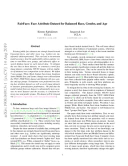 FairFace: Face Attribute Dataset for Balanced Race, Gender, and Age