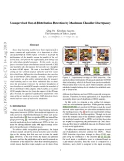 Unsupervised Out-of-Distribution Detection by Maximum Classifier
  Discrepancy