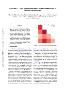 X-WikiRE: A Large, Multilingual Resource for Relation Extraction as
  Machine Comprehension