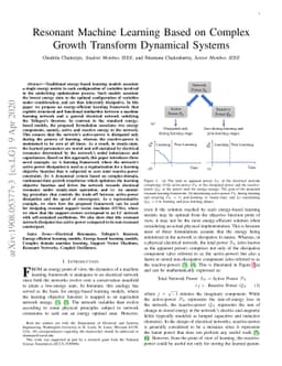 Resonant Machine Learning Based on Complex Growth Transform Dynamical
  Systems
