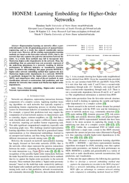 HONEM: Learning Embedding for Higher Order Networks