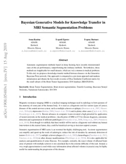 Bayesian Generative Models for Knowledge Transfer in MRI Semantic
  Segmentation Problems