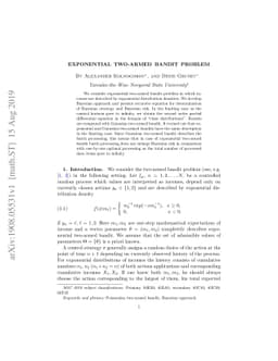 Exponential two-armed bandit problem