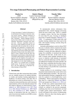 Two-stage Federated Phenotyping and Patient Representation Learning