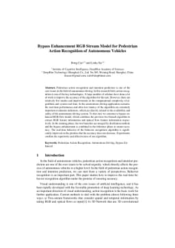 Bypass Enhancement RGB Stream Model for Pedestrian Action Recognition of
  Autonomous Vehicles