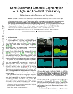 Semi-Supervised Semantic Segmentation with High- and Low-level
  Consistency
