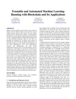 Trustable and Automated Machine Learning Running with Blockchain and Its
  Applications