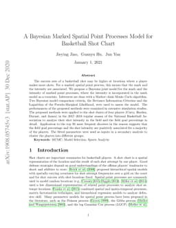 A Bayesian marked spatial point processes model for basketball shot
  chart