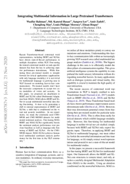 Integrating Multimodal Information in Large Pretrained Transformers