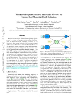 Structured Coupled Generative Adversarial Networks for Unsupervised
  Monocular Depth Estimation