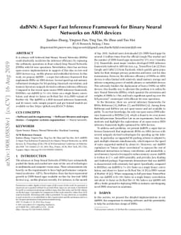 daBNN: A Super Fast Inference Framework for Binary Neural Networks on
  ARM devices