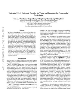 Unicoder-VL: A Universal Encoder for Vision and Language by Cross-modal
  Pre-training