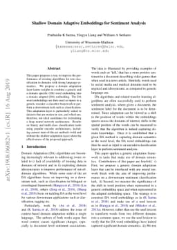 Shallow Domain Adaptive Embeddings for Sentiment Analysis