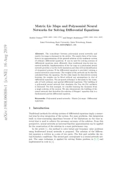 Matrix Lie Maps and Neural Networks for Solving Differential Equations