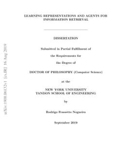 Learning Representations and Agents for Information Retrieval