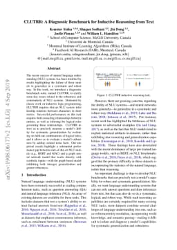 CLUTRR: A Diagnostic Benchmark for Inductive Reasoning from Text