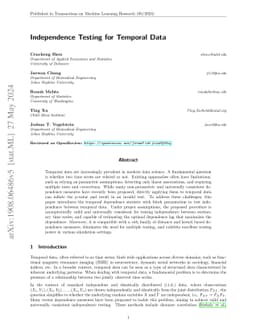 Independence Testing for Temporal Data