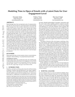 Modeling Time to Open of Emails with a Latent State for User Engagement
  Level