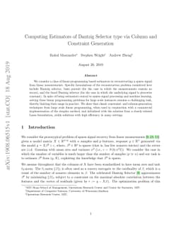 Computing Estimators of Dantzig Selector type via Column and Constraint
  Generation
