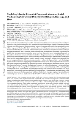 Modeling Islamist Extremist Communications on Social Media using
  Contextual Dimensions: Religion, Ideology, and Hate