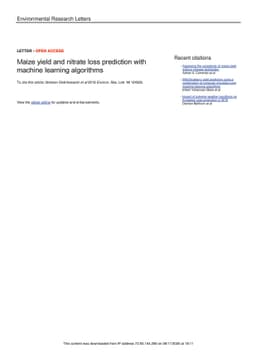 Maize Yield and Nitrate Loss Prediction with Machine Learning Algorithms