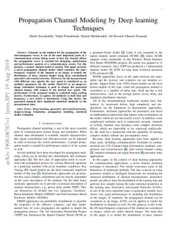Propagation Channel Modeling by Deep learning Techniques